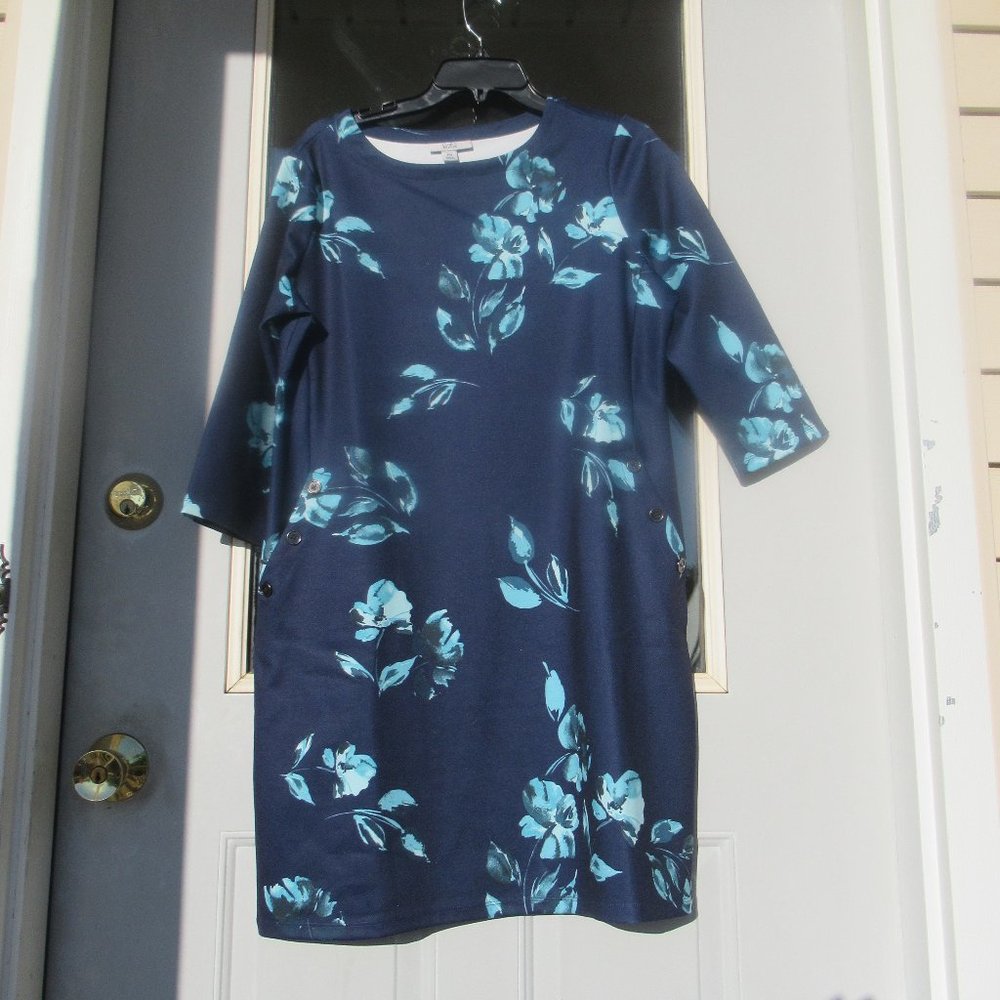 Croft and barrow PETITE floral print dress w Pockets MP - Picture 5 of 16